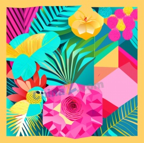 热带棕榈植物艺术风插画